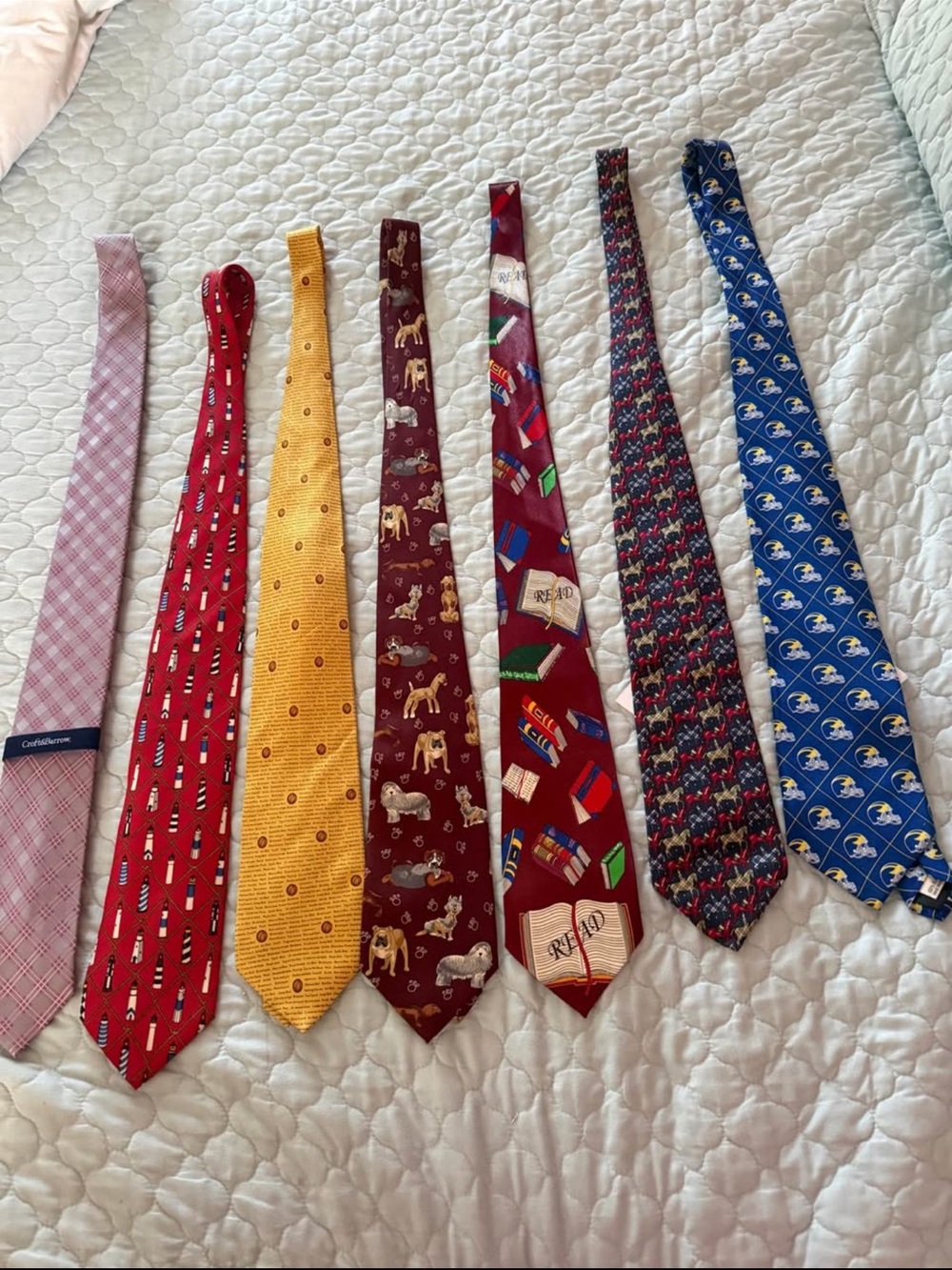 Assorted Men’s Silk Neckties - Red, Yellow, Burgundy, Blue, Pink